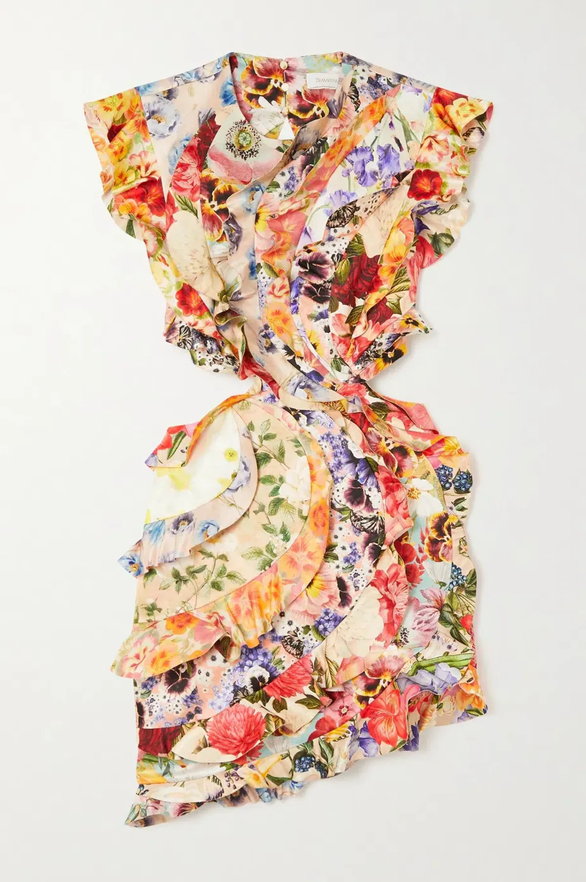 Zimmermann Patchwork Paisley Wonderland Frill Mini Dress Multi Floral Size 1/Au 10 - Image 5