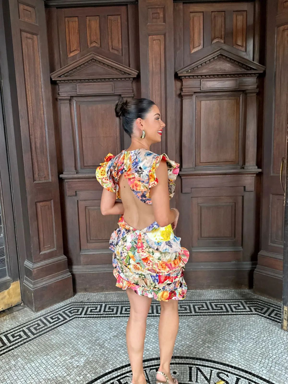 Zimmermann Patchwork Paisley Wonderland Frill Mini Dress Multi Floral Size 1/Au 10 - Image 2