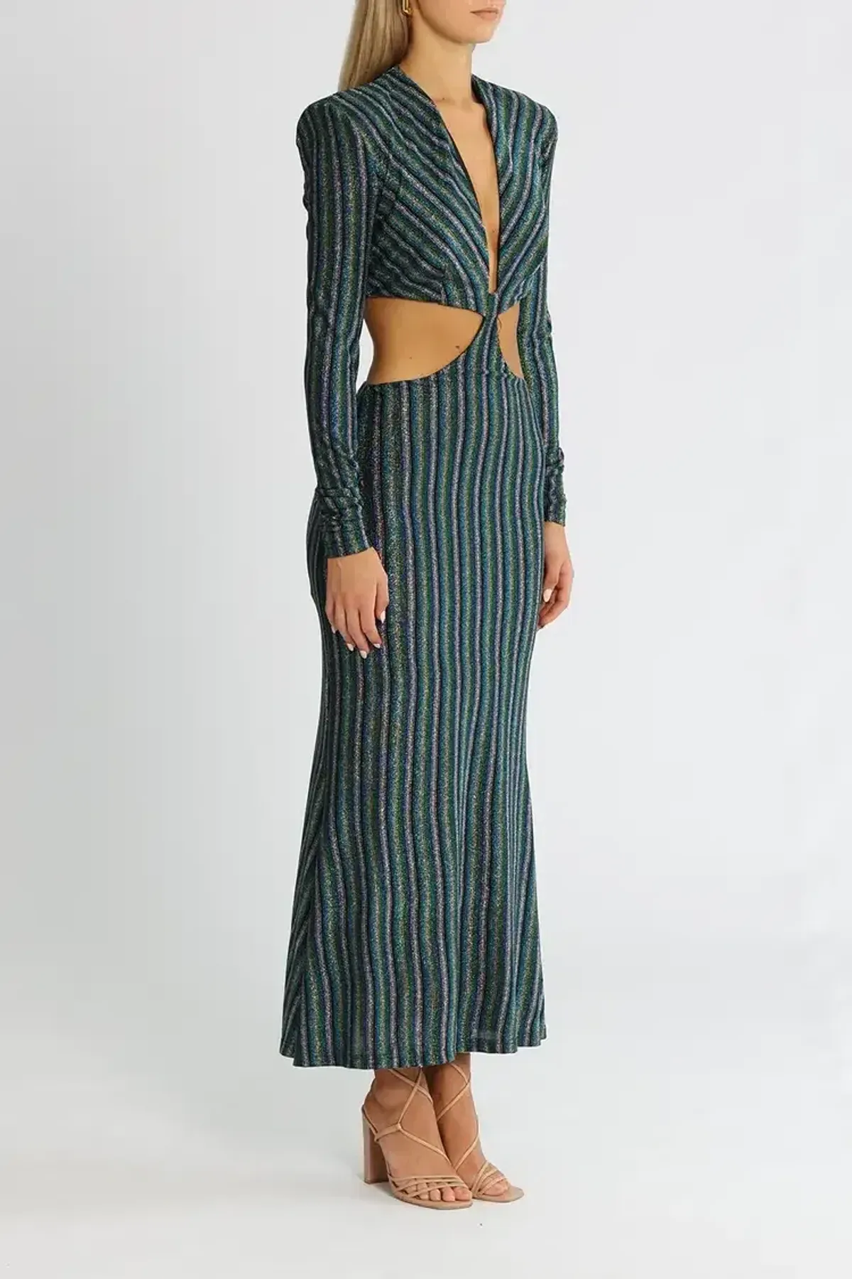 MISHA Despina Dress Blue Disco Stripet Size 10/M - Image 2