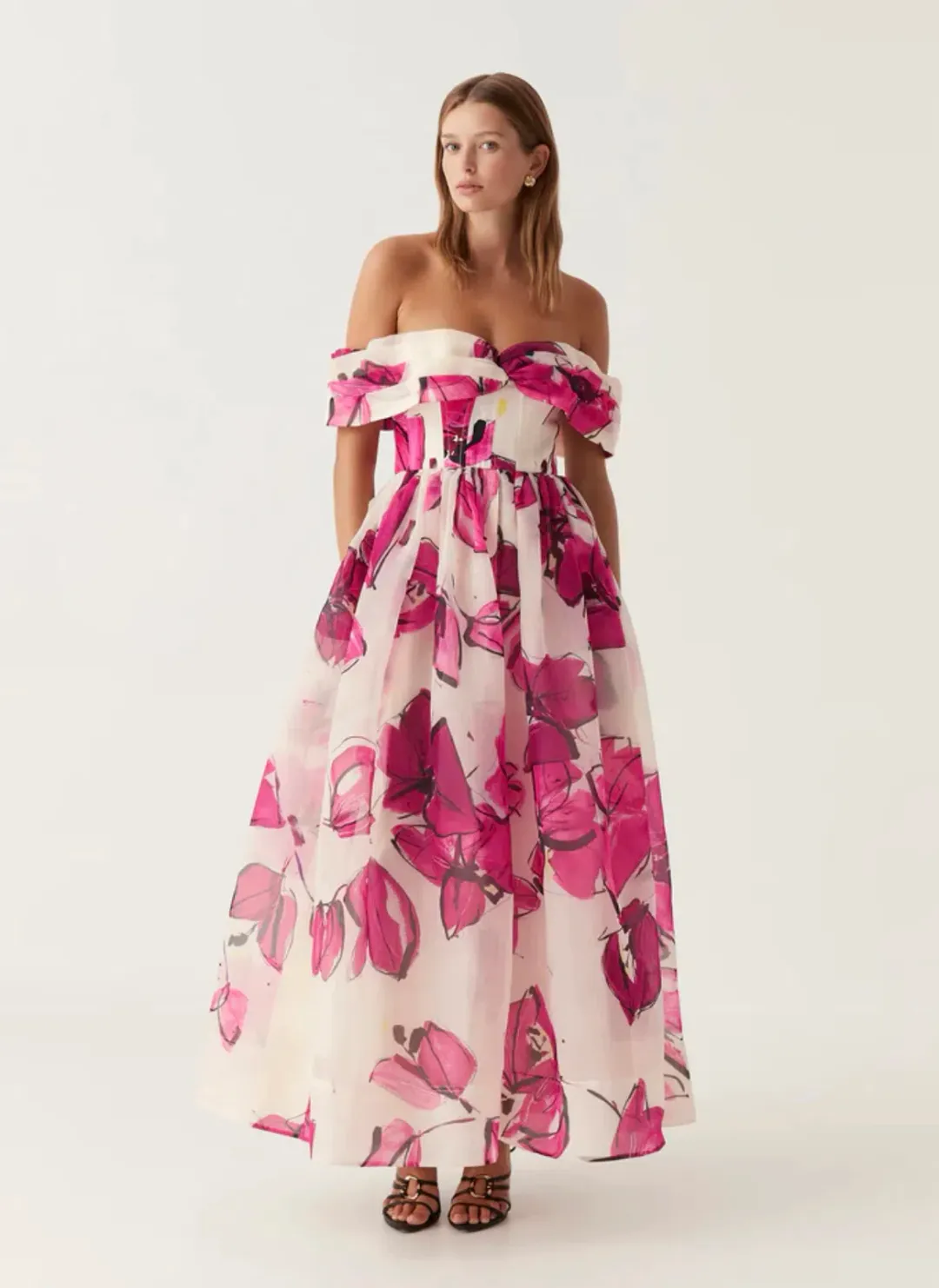 AJE Cordelia Corseted Maxi Dress Falling Florals Size 8 for rent on The Volte - main image