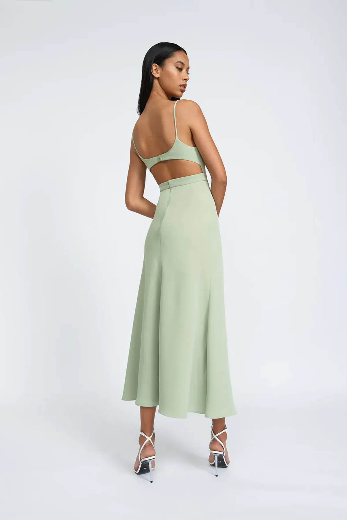 By Johnny Callia Wire Midi Dress Green Size 10 - Image 3
