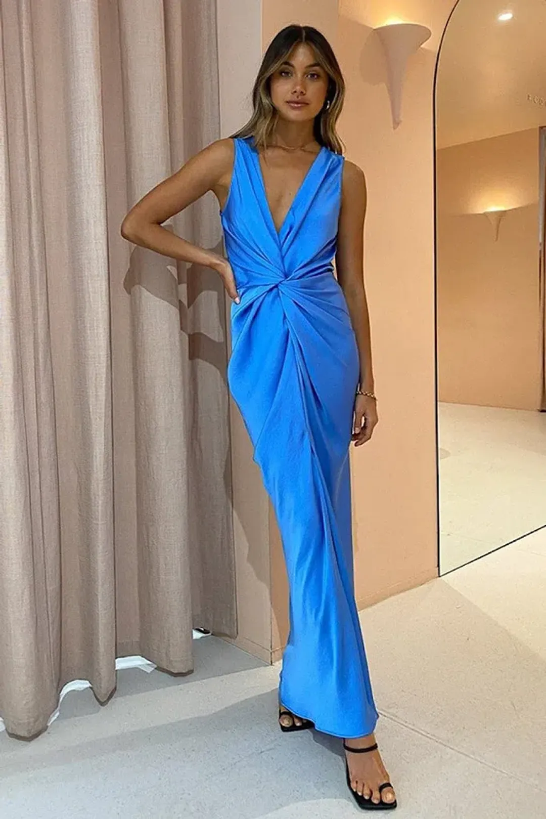 One Fell Swoop Gaia Maxi Dress Azzure Blue Size 10 for rent on The Volte - main image