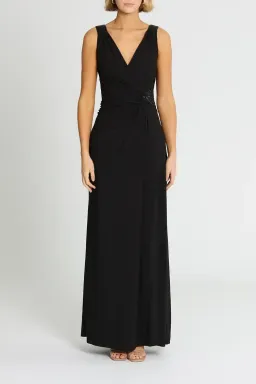 Montique Amalia Jersey Wrap Gown Black Size 14 for rent on The Volte - image 1