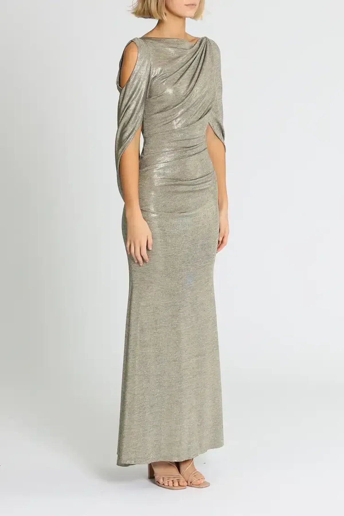 Montique Lana Metallic Gown Gold Size 10 - Image 2