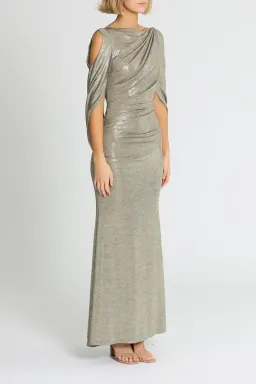 Montique Lana Metallic Gown Gold Size 10 for rent on The Volte - image 2
