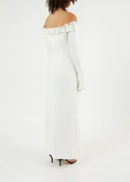 Aaizel Ruffle Off Shoulder Maxi Dress White Size 10 for rent on The Volte - image 3