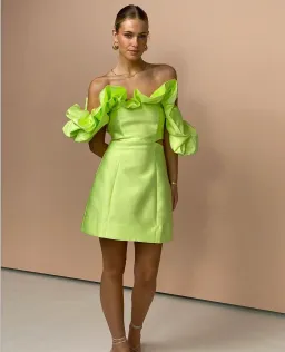 Alemais Suzi Off Shoulder Midi Dress Green Size 10 for rent on The Volte - image 3