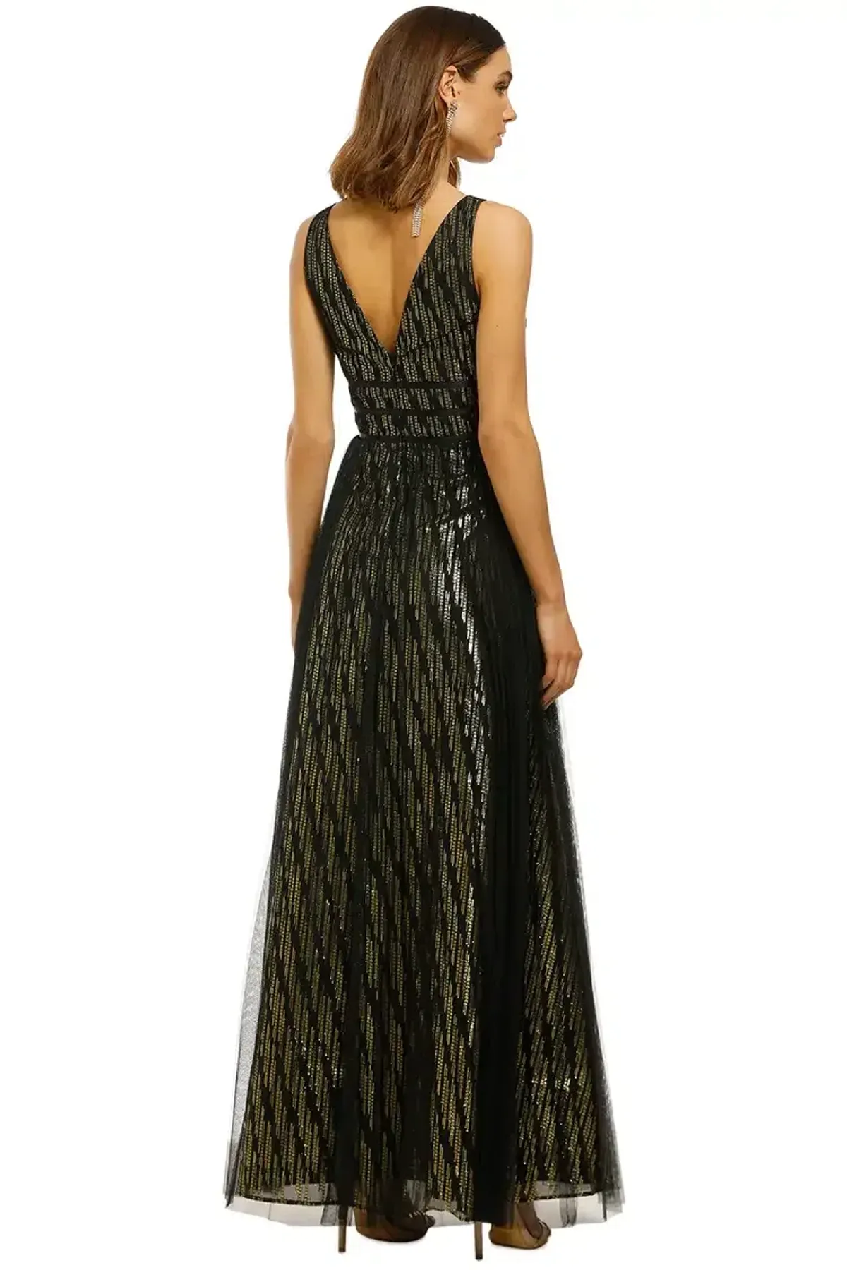 Montique Mirabella Lurex Gown Black and Gold Size 12 - Image 3