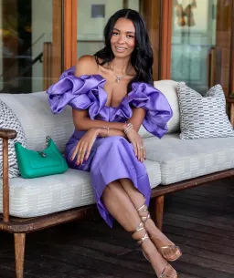 Alemais Suzi Off Shoulder Midi Dress Purple Size 10 for rent on The Volte - image 2