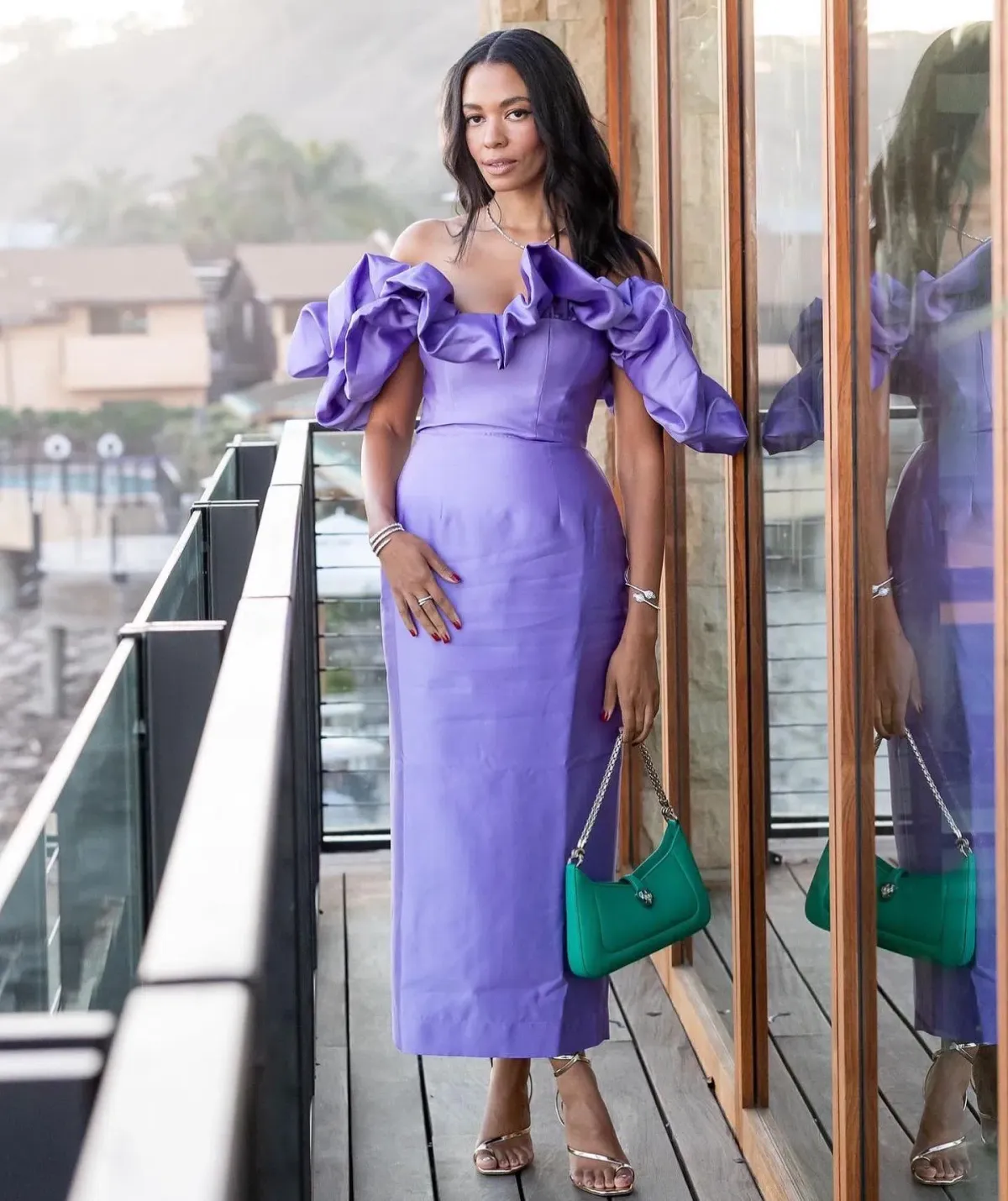 Alemais Suzi Off Shoulder Midi Dress Purple Size 10 - Image 1