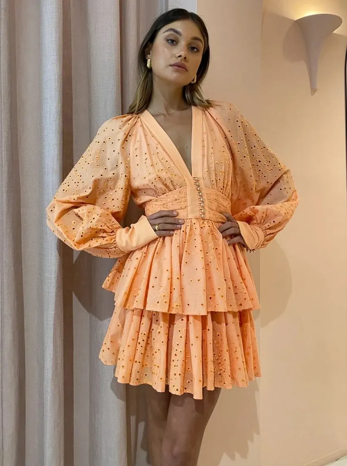 Acler Amelia Dress Orange Size 8 - Image 3