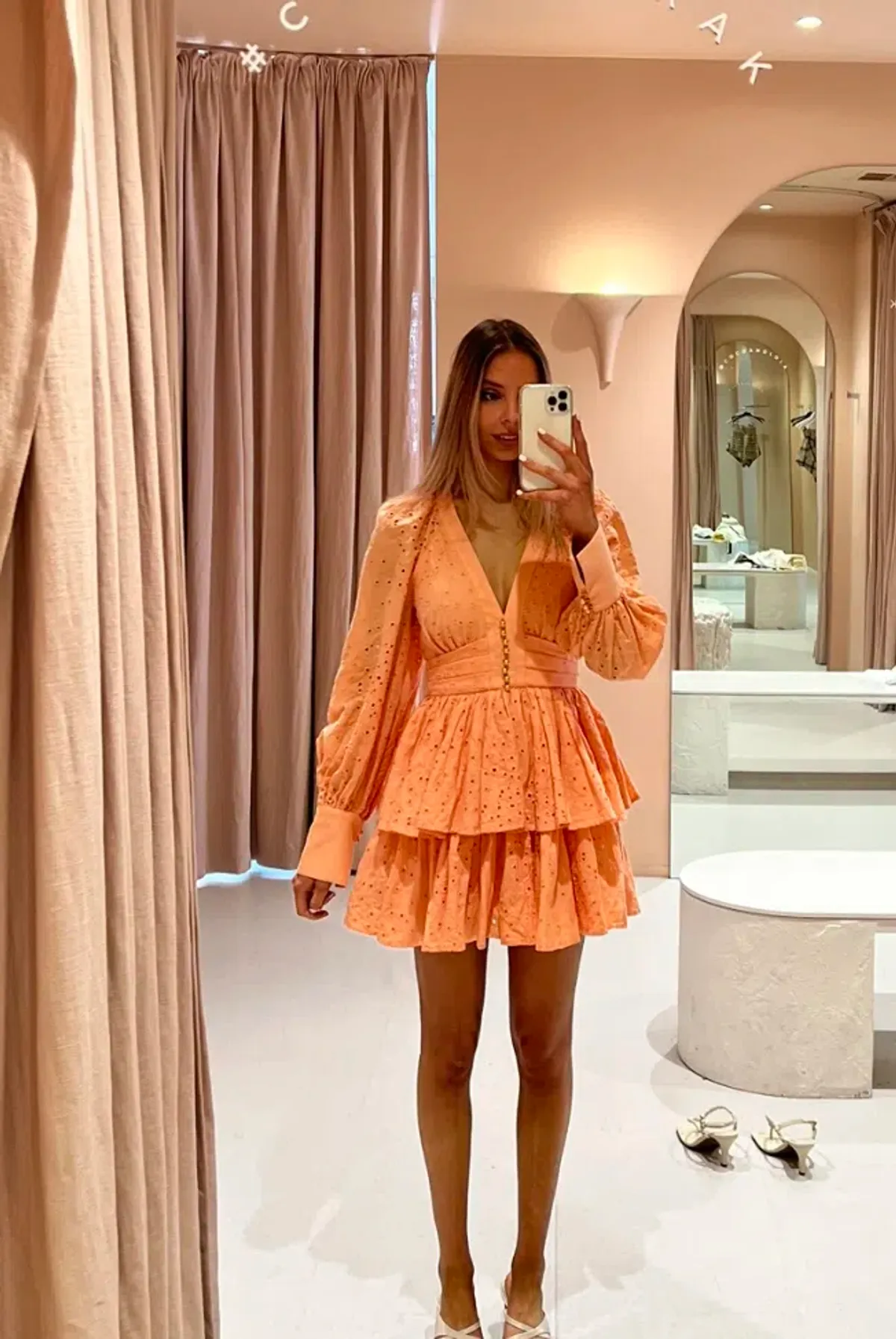 Acler Amelia Dress Orange Size 8 - Image 2