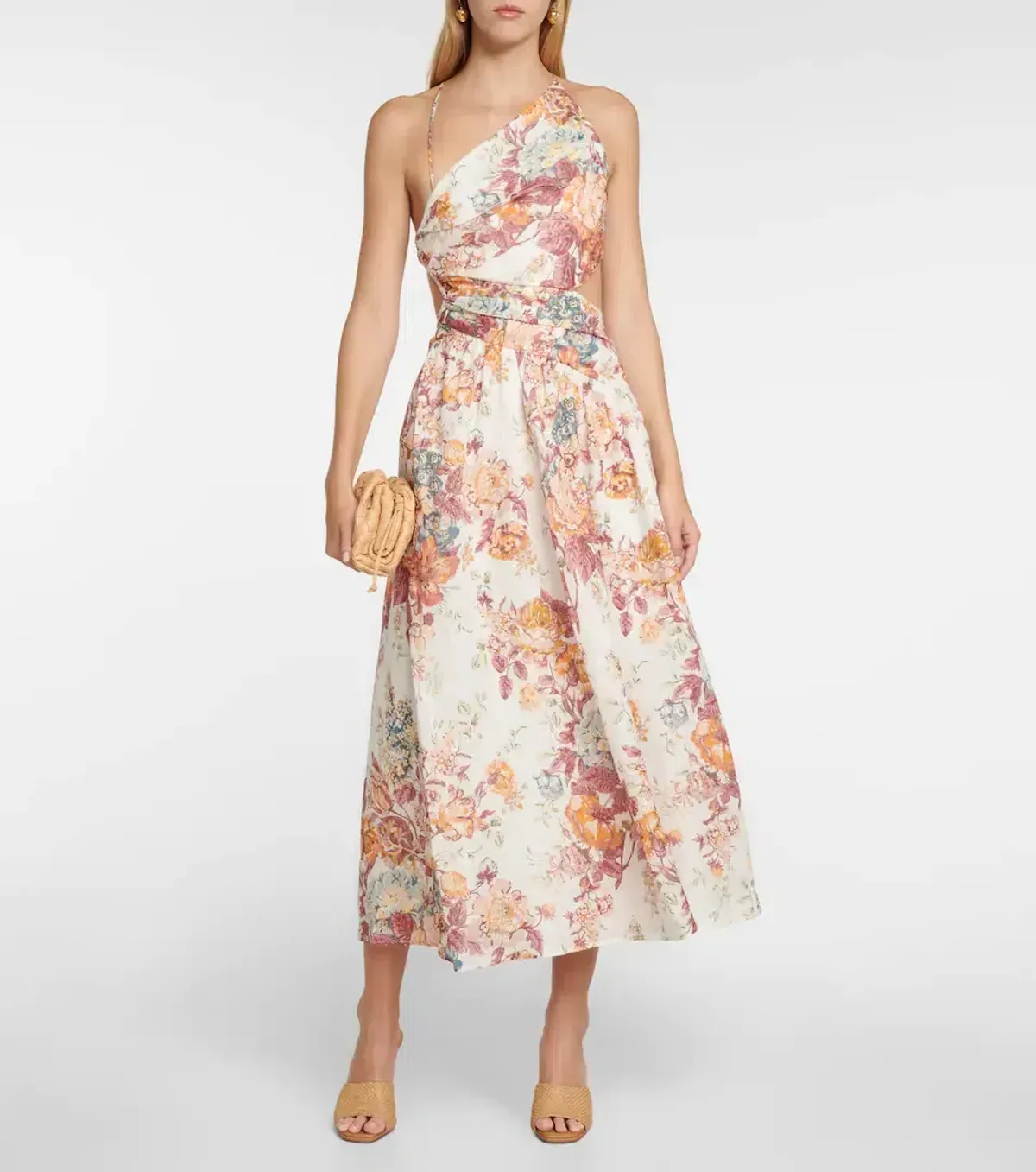 Zimmermann The Pattie Asymmetric Dress in Cream Floral Size 0 / AU 8 - Image 1