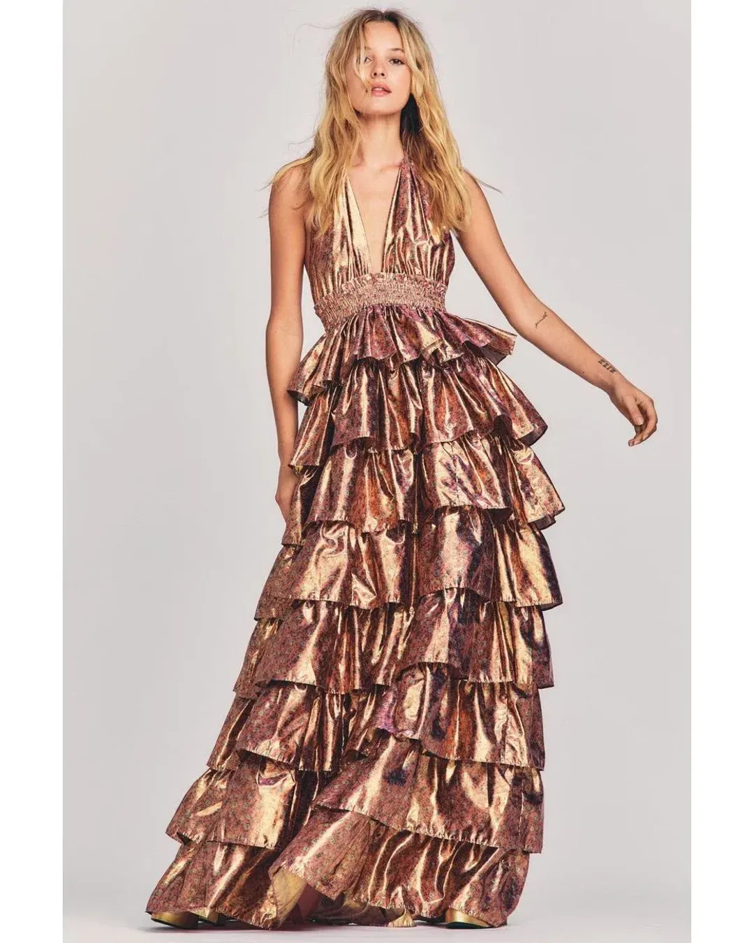LoveShackFancy Bexlie Maxi Halter Dress Floral Size S / AU 8 for rent on The Volte - main image