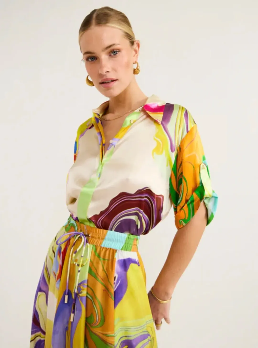 Alemais Luca Silk Top Size 8 and Skirt Size 10 Set Multi for rent on The Volte - main image