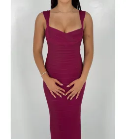 Herve Leger Sweetheart Banded Gown Burgundy Size XS/AU 6 for rent on The Volte - image 3