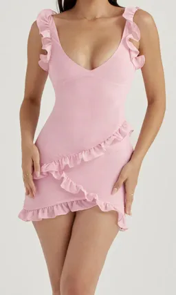 House of CB Tania Ruffle Mini Dress Pink Size S / AU 8 for rent on The Volte - image 3