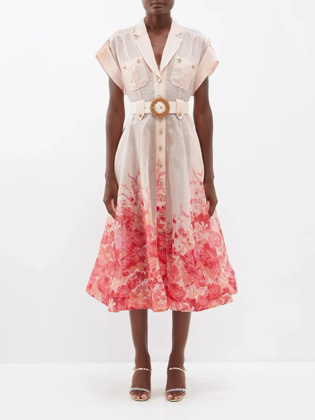 Zimmermann High Tide Belted Midi Shirt Dress Floral Size 0 / AU 8 for rent on The Volte - main image