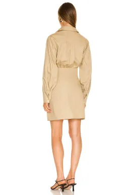 Matthew Bruch Cutout Mini Shirt Dress Beige Size 8 for rent on The Volte - image 3