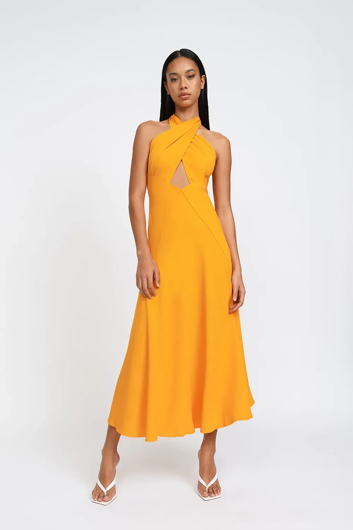 By Johnny Zina Midi Dress Orange Size 6 - Image 1