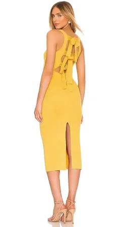Majorelle Dress Betrys Tie Back Midi Yellow Gold Size S/ AU 6 for rent on The Volte - image 3