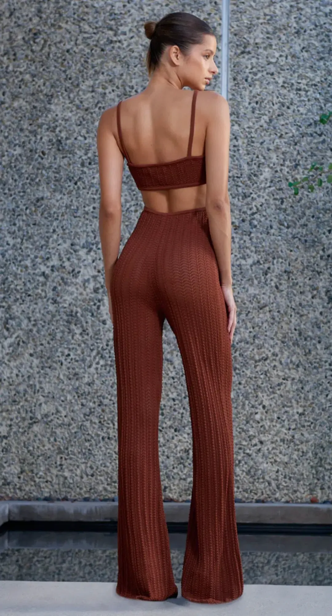 MISHA Lambeth Knit Jumpsuit Brown Size 6/XS for rent on The Volte - main image