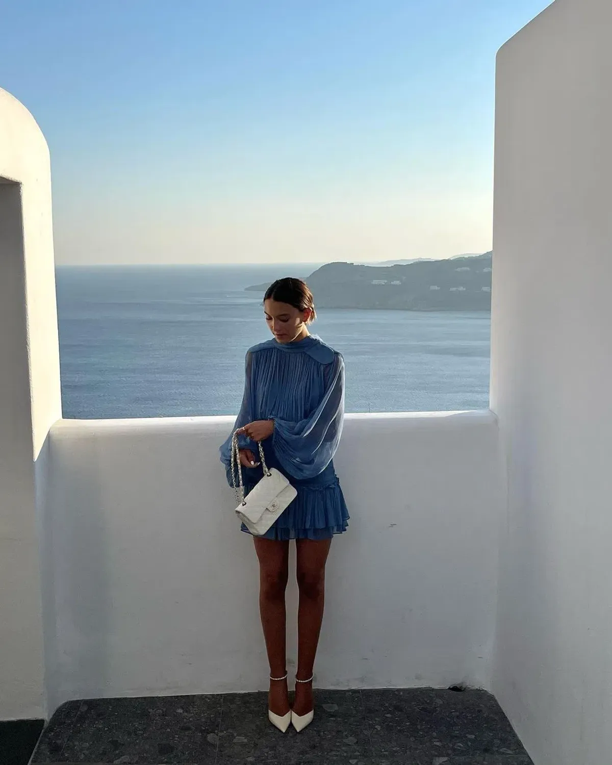 Shona Joy Noemi Long Sleeve Ruched Mini Dress Ocean Blue Size 8 - Image 2