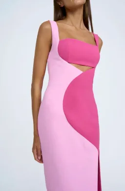 By Johnny Caterina Two Tone Curve Midi Dress Pink Size 8 for rent on The Volte - image 3