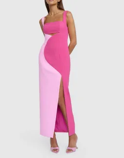 By Johnny Caterina Two Tone Curve Midi Dress Pink Size 8 for rent on The Volte - image 2