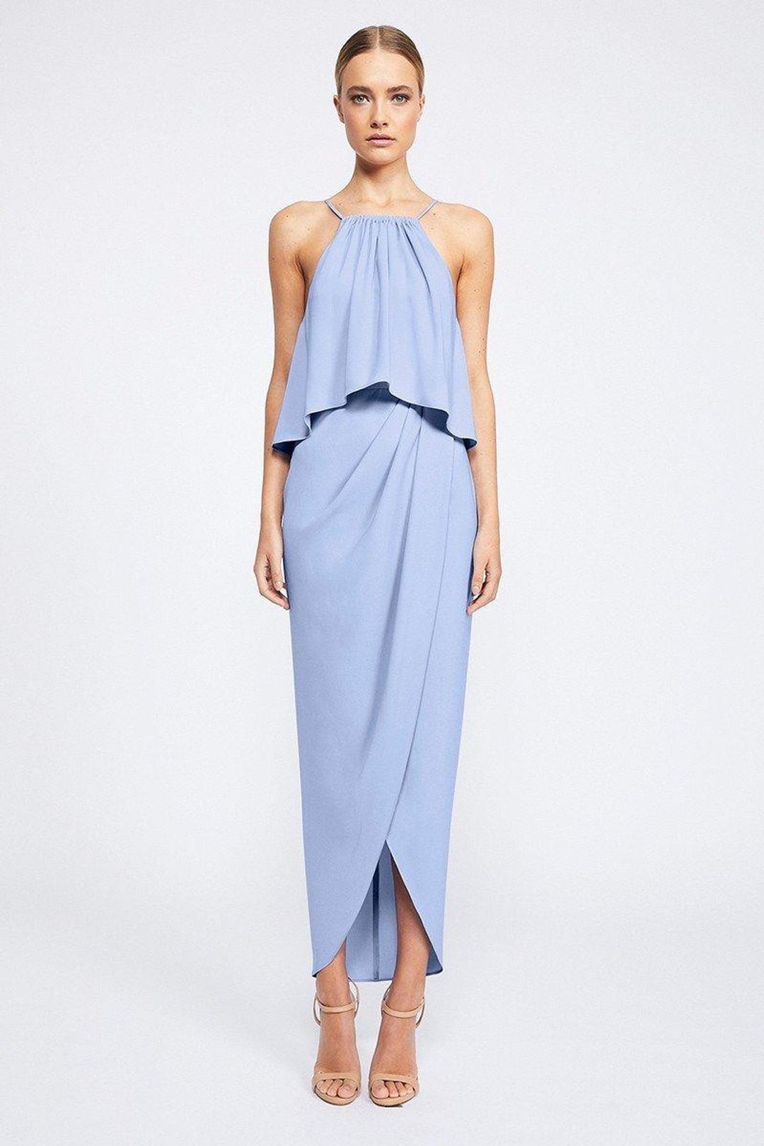 Shona Joy High Neck Frill Dress for rent on The Volte - main image