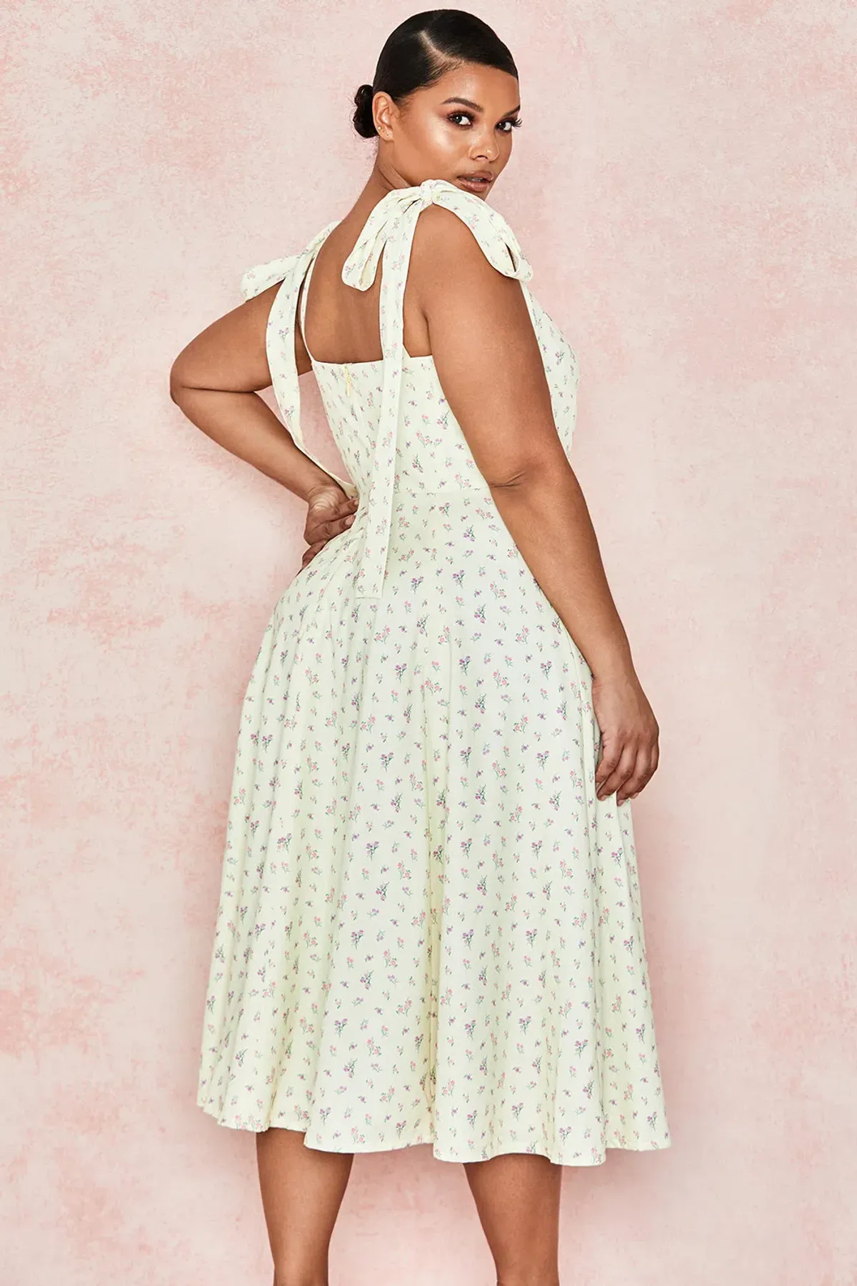 House of CB Alicia Sundress Midi Lemon Floral Print Size L / AU 14 - Image 4