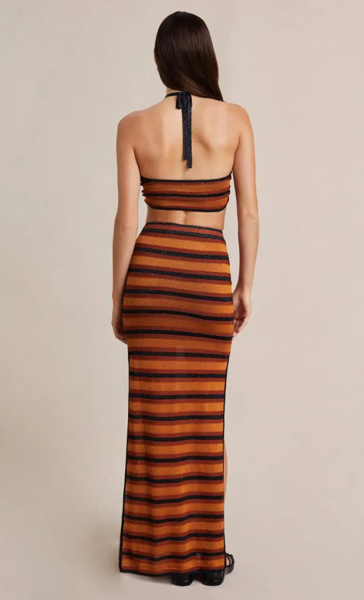 Bec & Bridge Ziggy Knit Maxi Skirt Lurex Stripe Size AU 12 - Image 2
