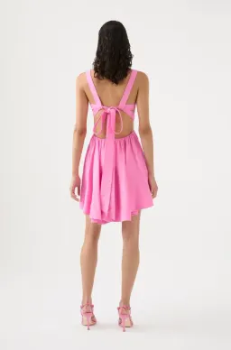 Aje Clara Tie Back Linen Blend Mini Dress Pink Size 10 for rent on The Volte - image 5