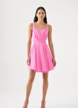 Aje Clara Tie Back Linen Blend Mini Dress Pink Size 10 for rent on The Volte - image 6
