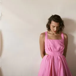 Aje Clara Tie Back Linen Blend Mini Dress Pink Size 10 for rent on The Volte - image 4