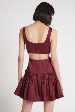 Aje Audette Pleated Mini Dress Burgundy Size 10 for rent on The Volte - image 3