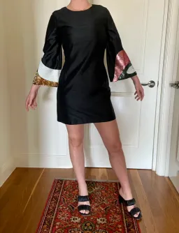 Gorman Batwing Shift Mini Dress with Sequin Sleeves Black Size 10 for rent on The Volte - image 1