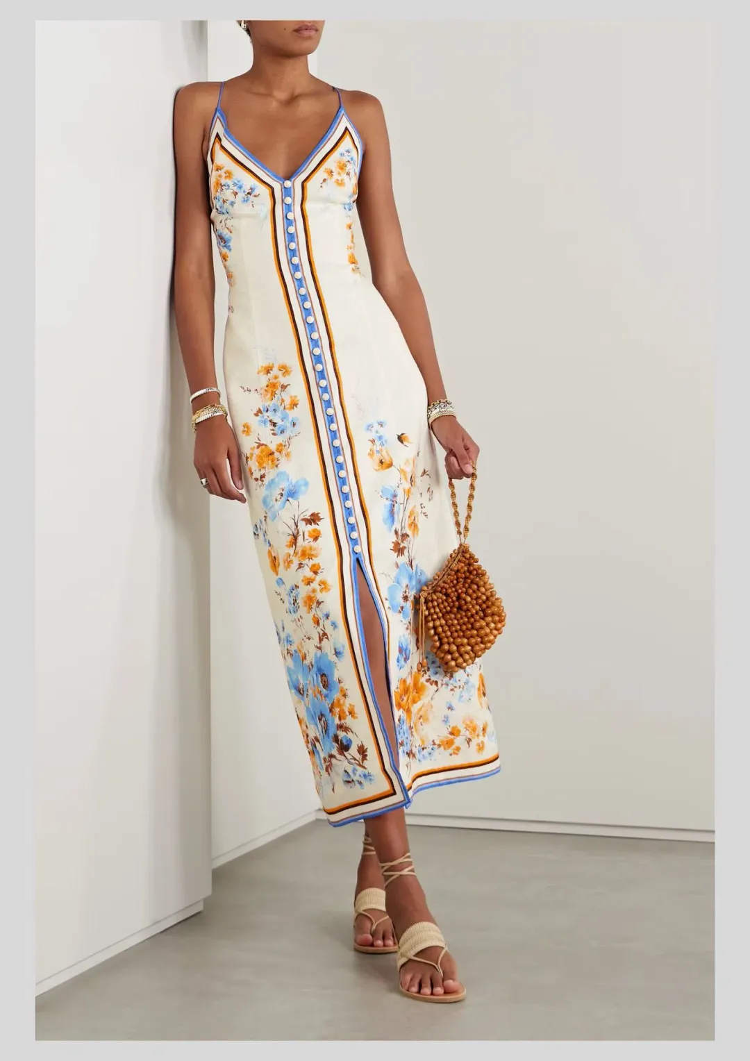 Zimmermann Halcyon Printed Linen Midi Dress Floral Size 2 / AU 12 for rent on The Volte - main image