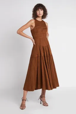 Aje Tidal Corset Midi Dress in Coffee Size 10 for rent on The Volte - image 1