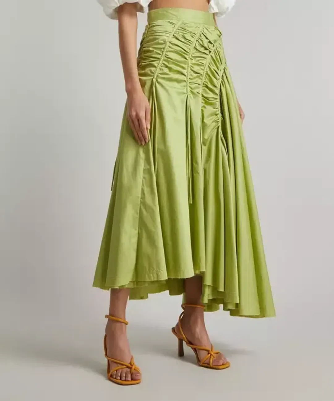 Aje Siren Drawstring Midi Skirt Green Size 10 for rent on The Volte - main image