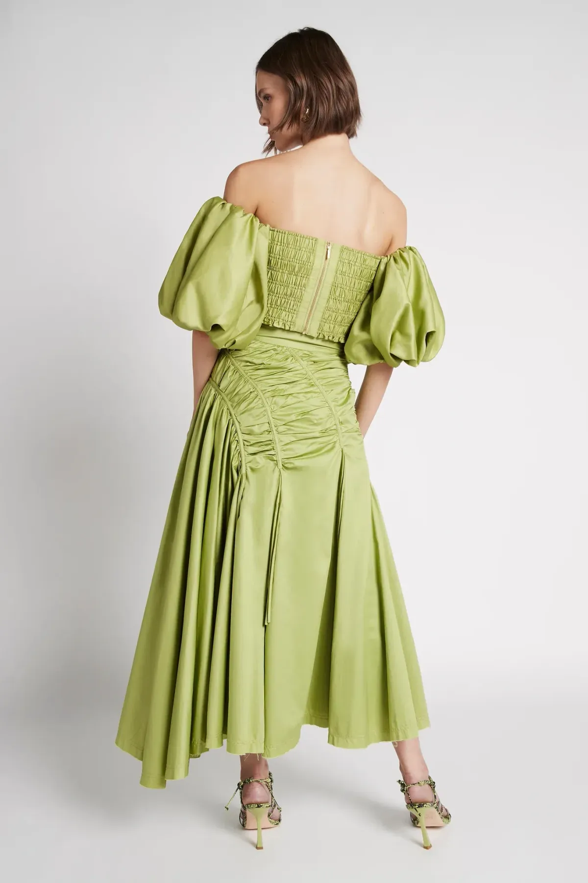 Aje Siren Drawstring Midi Skirt Green Size 10 - Image 3