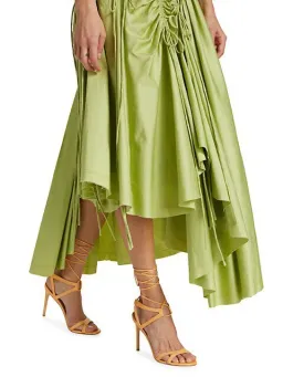 Aje Siren Drawstring Midi Skirt Green Size 10 for rent on The Volte - image 4
