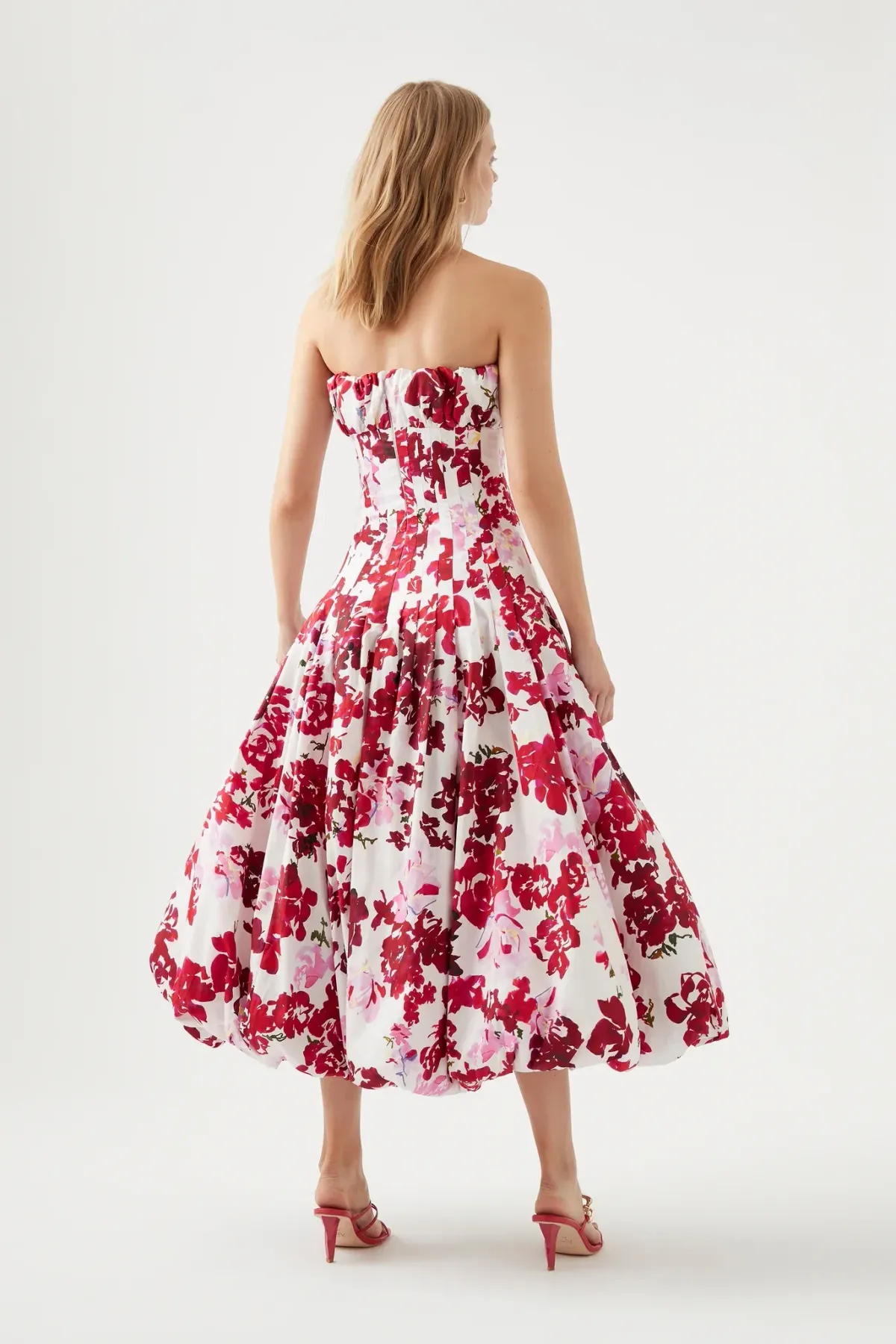 Aje Mathilde Bubble Hem Midi Dress Floral Size 10 - Image 3
