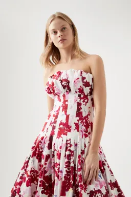Aje Mathilde Bubble Hem Midi Dress Floral Size 10 for rent on The Volte - image 2