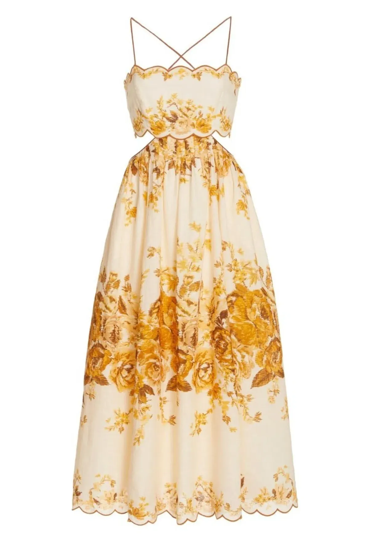 Zimmermann Aliane Scallop Midi Dress in Amber Floral Size 0P / AU 4 - 6 - Image 5