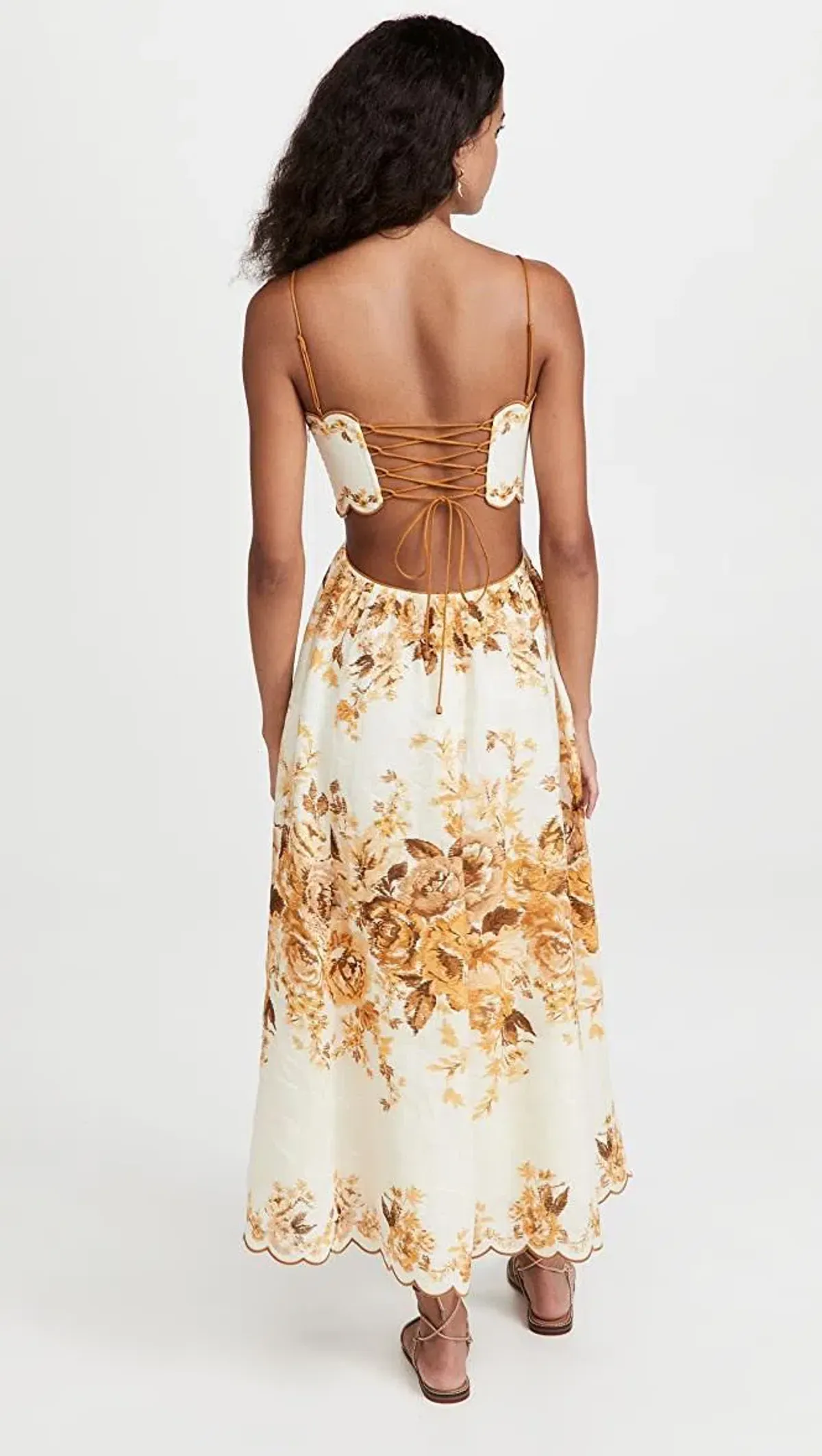 Zimmermann Aliane Scallop Midi Dress in Amber Floral Size 0P / AU 4 - 6 - Image 2