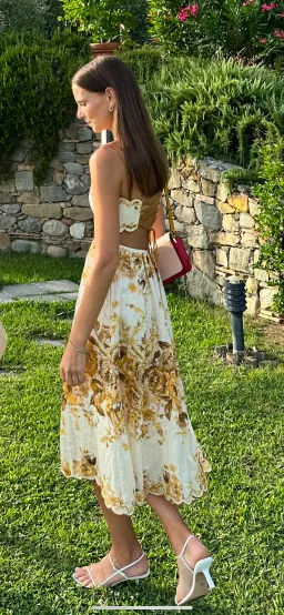 Zimmermann Aliane Scallop Midi Dress in Amber Floral Size 0P / AU 4 - 6 for rent on The Volte - image 4