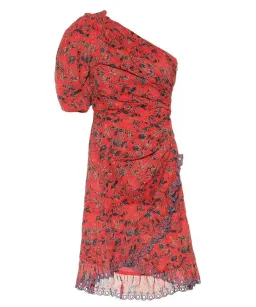 Isabel Marant Etoile Esther One Shoulder Mini Dress Red Size 6 for rent on The Volte - image 4