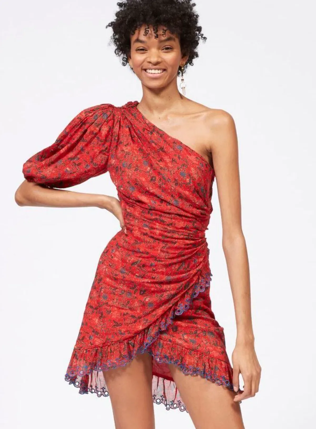 Isabel Marant Etoile Esther One Shoulder Mini Dress Red Size 6 - Image 3