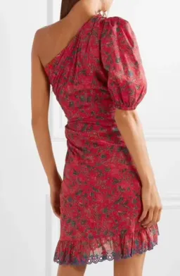 Isabel Marant Etoile Esther One Shoulder Mini Dress Red Size 6 for rent on The Volte - image 2